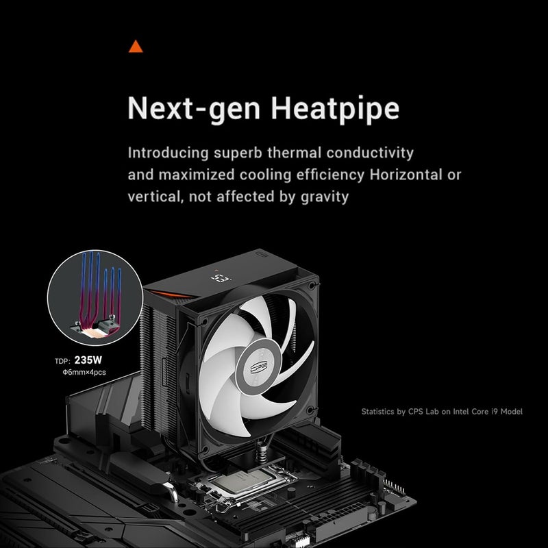 PCCOOLER CPU Air Cooler with Digital Display, ARGB Version, 4 Heat Pipes, High-Performance Quiet Tower Cooler, LGA 115X/1200/1700/1851, AM4/AM5 (CPS RT400 Digital ARGB BK) - Image 2